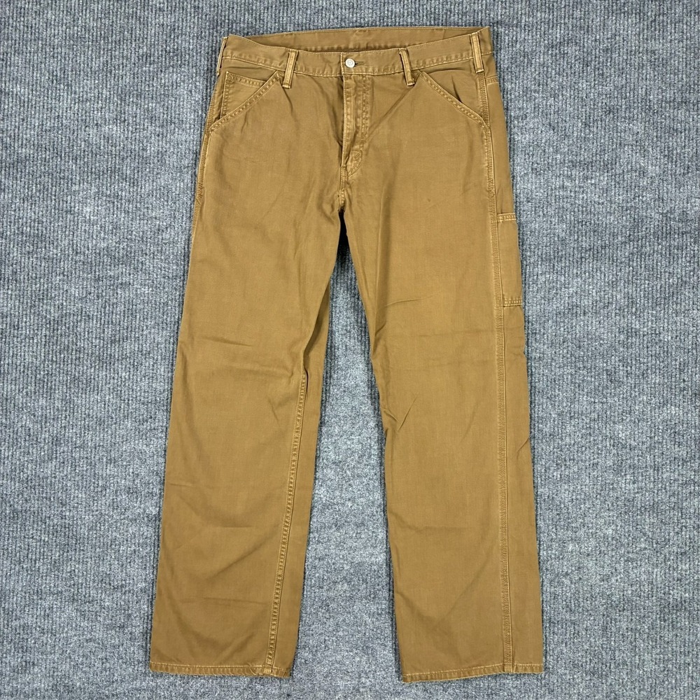 Levi's Carpenter Pants Mens Size 36x34 Brown Workwear Utility Relaxed Fit Y2K